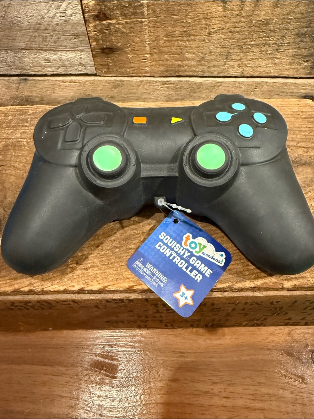 Squishy Game Controller Toy - Black with Green & Teal Accents